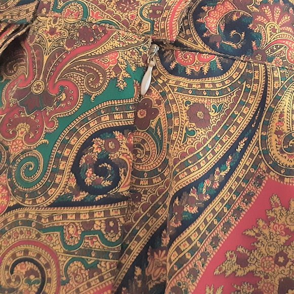 Unbranded Women's Skirt Paisley Print Gold Red Green Black 24" Waist - Picture 4 of 4